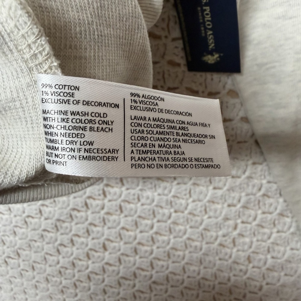 U.S. Polo Assn Sweatshirt Men's Sz S Grey 1/4 Zip Logo Pullover Cotton Blend NWT - Picture 7 of 10
